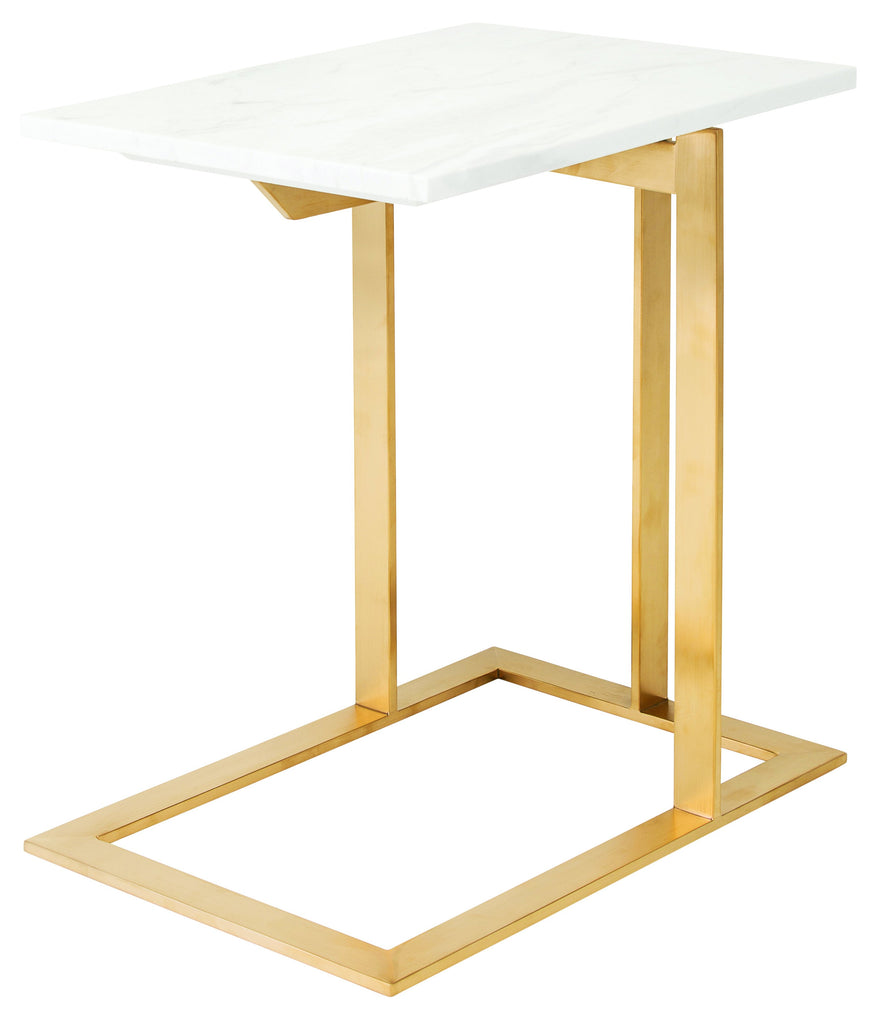 Dell Side Table - White with Brushed Gold Base