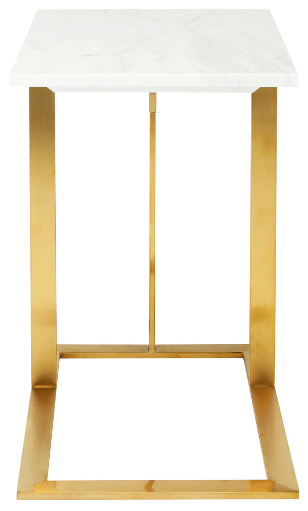 Dell Side Table - White with Brushed Gold Base