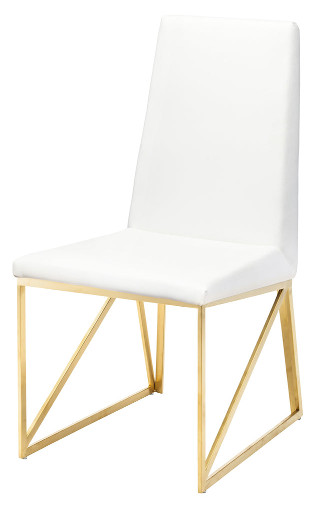 Caprice Dining Chair - White with Brushed Gold Frame