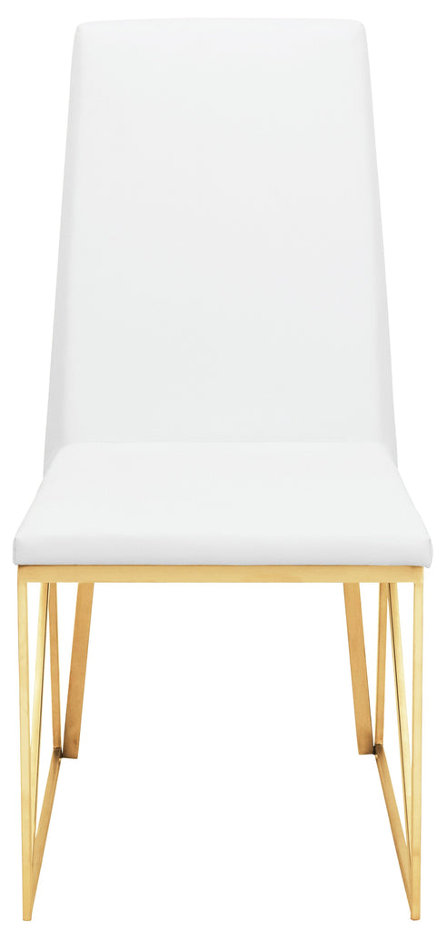 Caprice Dining Chair - White with Brushed Gold Frame