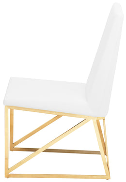 Caprice Dining Chair - White with Brushed Gold Frame