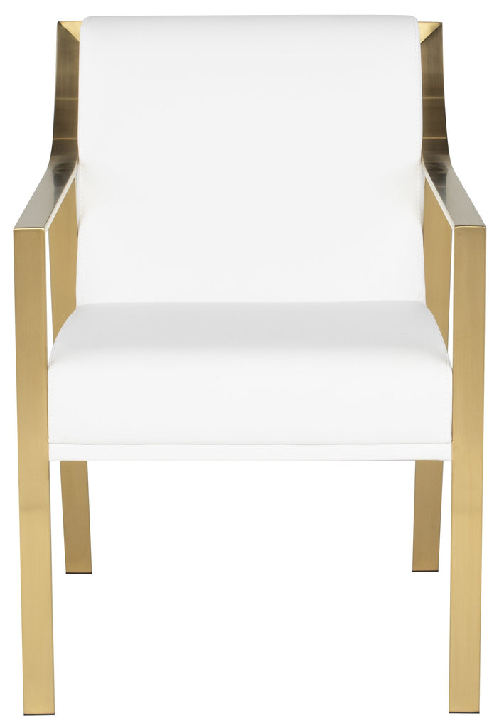 Valentine Dining Chair - White with Brushed Gold Frame