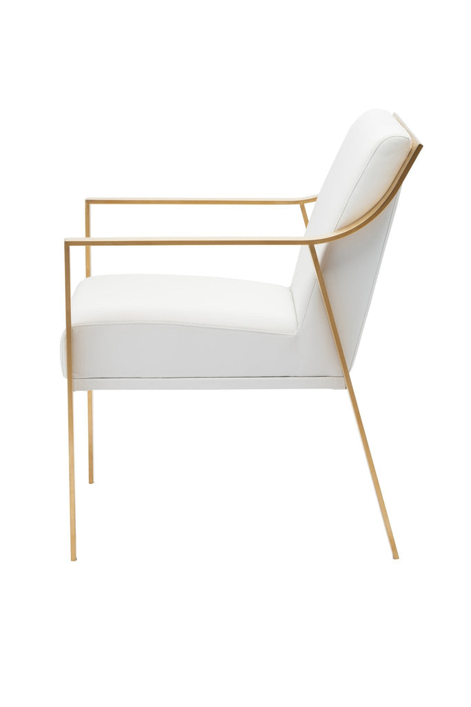 Valentine Dining Chair - White with Brushed Gold Frame