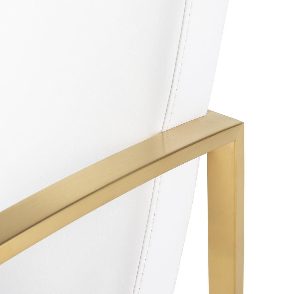 Clara Dining Chair - White with Brushed Gold Frame