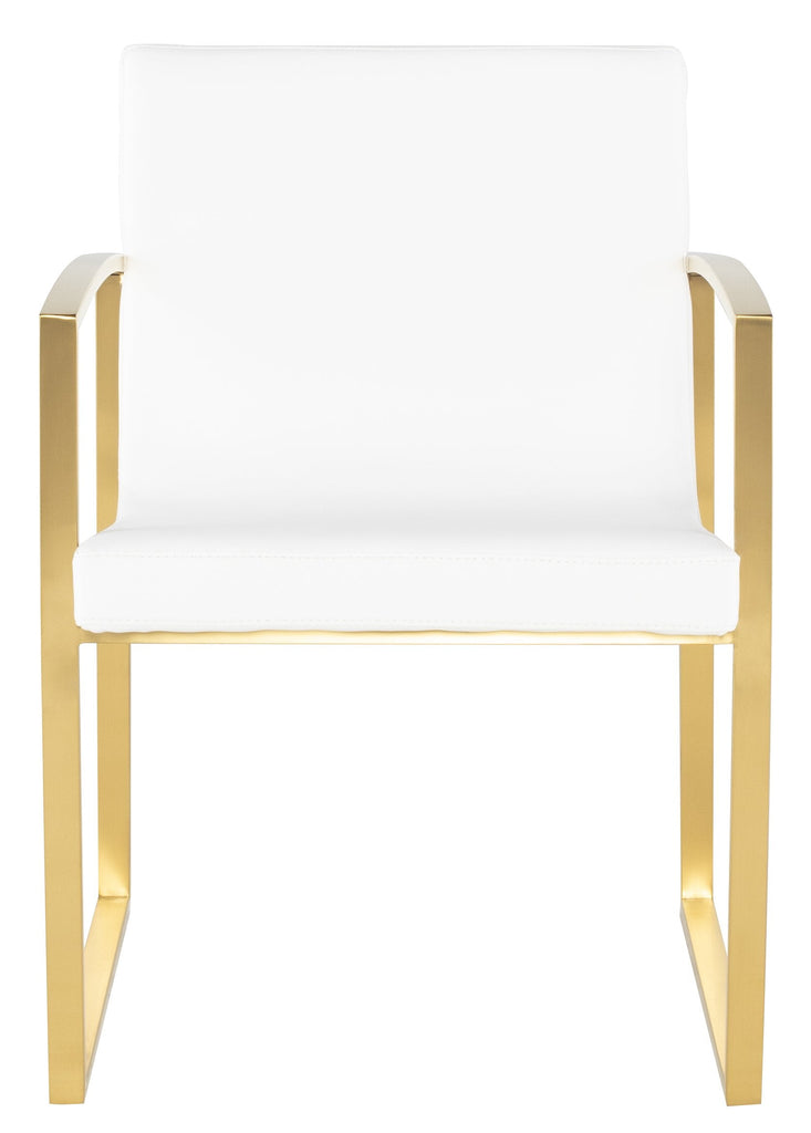 Clara Dining Chair - White with Brushed Gold Frame