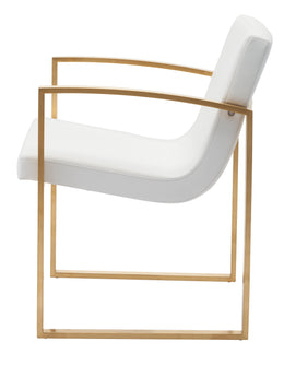 Clara Dining Chair - White with Brushed Gold Frame
