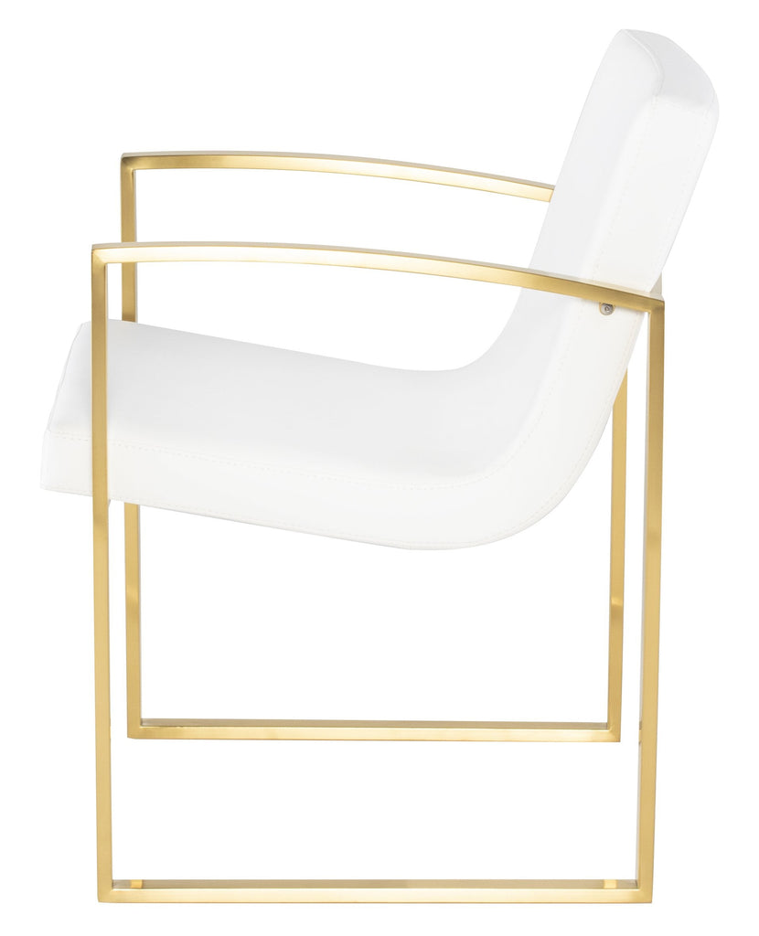 Clara Dining Chair - White with Brushed Gold Frame