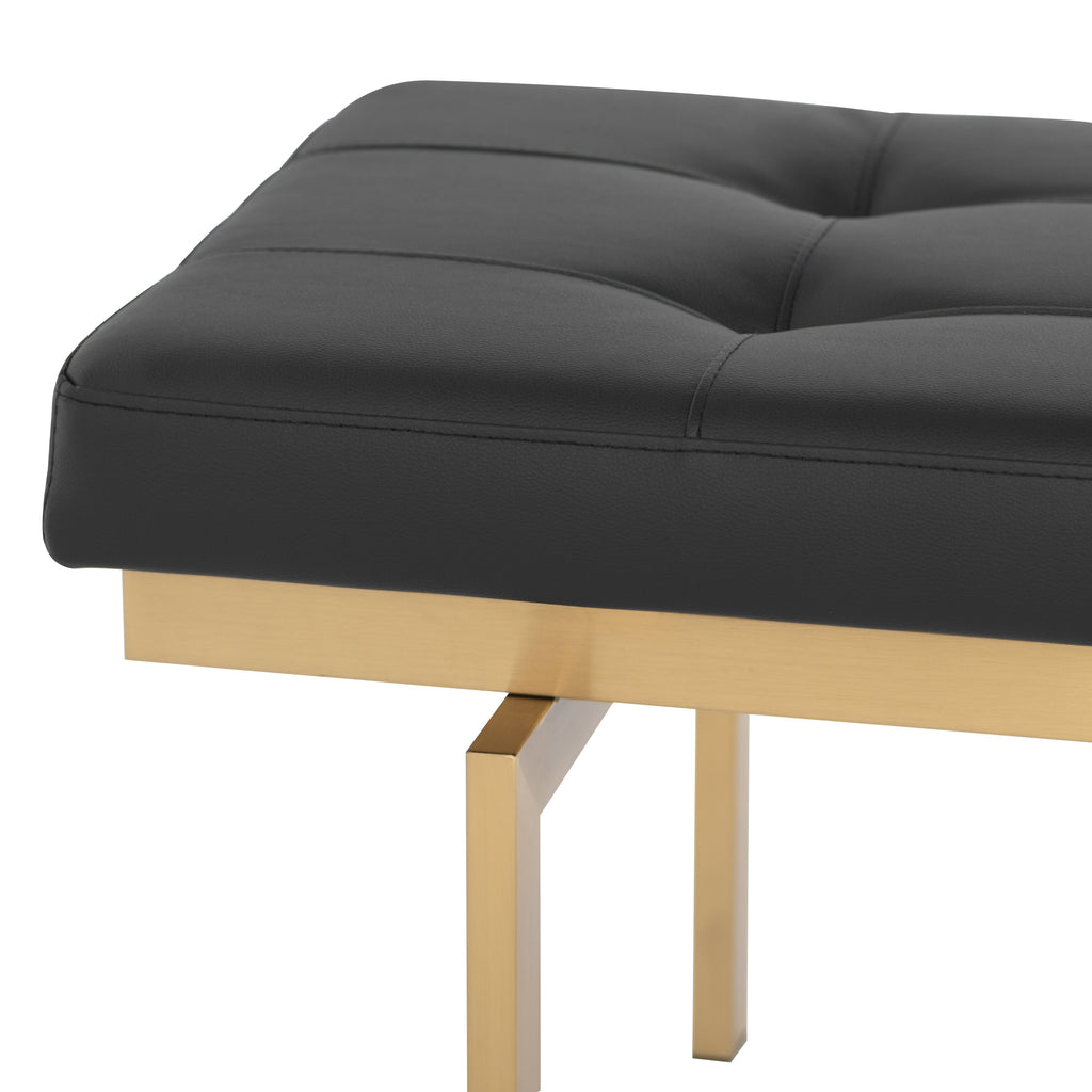 Louve Occasional Bench - Black with Brushed Gold Base