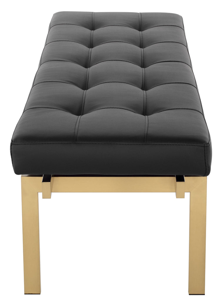 Louve Occasional Bench - Black with Brushed Gold Base
