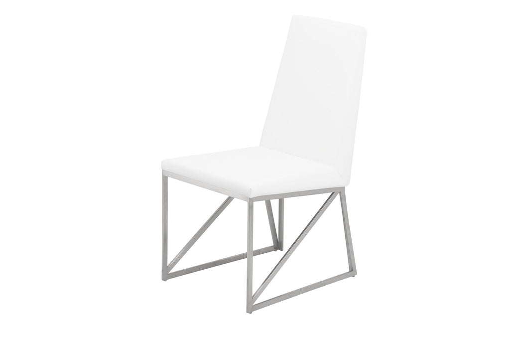 Caprice Dining Chair - White with Brushed Stainless Frame