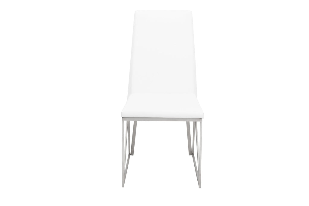 Caprice Dining Chair - White with Brushed Stainless Frame