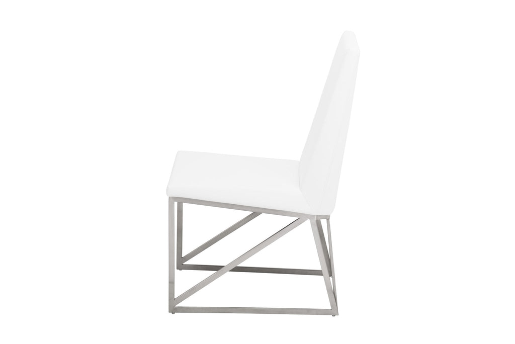 Caprice Dining Chair - White with Brushed Stainless Frame