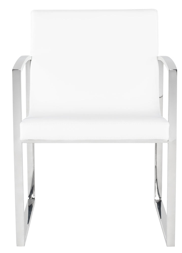 Clara Dining Chair - White with Polished Stainless Frame