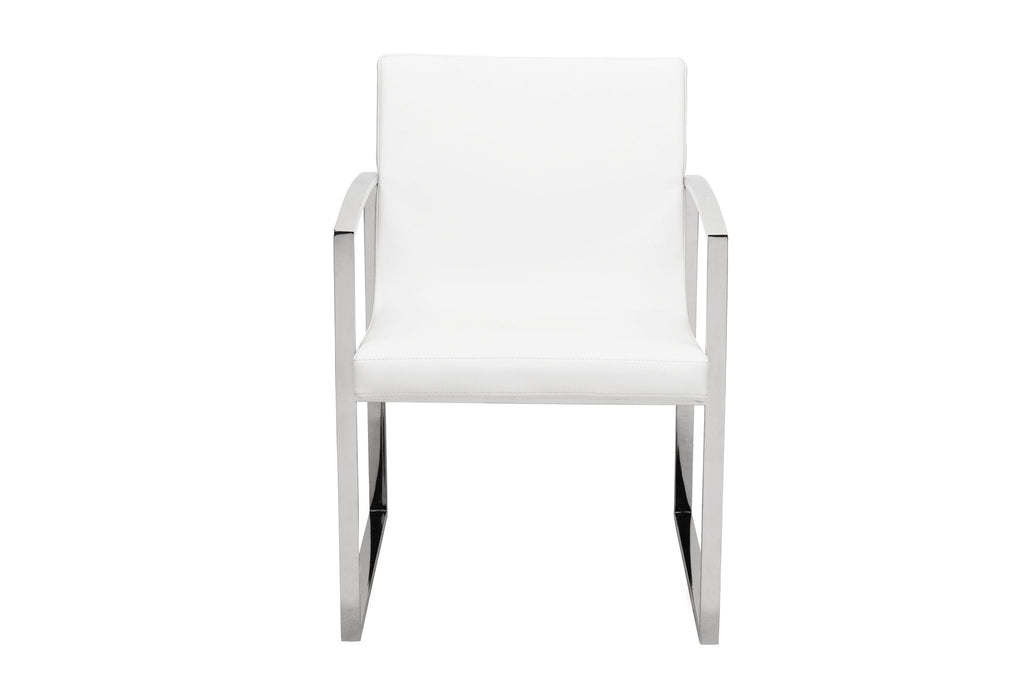 Clara Dining Chair - White with Polished Stainless Frame