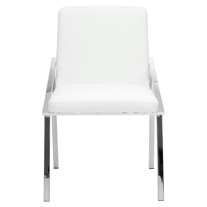 Nika Dining Chair - White with Polished Stainless Frame