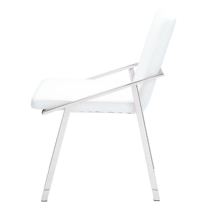 Nika Dining Chair - White with Polished Stainless Frame