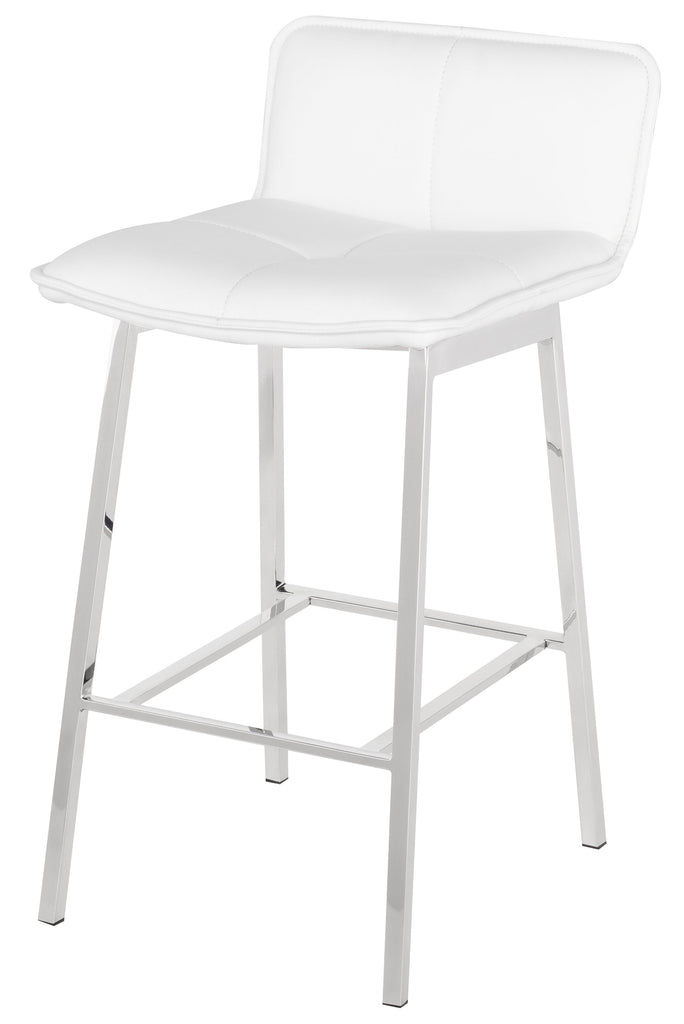 Sabrina Counter Stool - White with Polished Stainless Frame