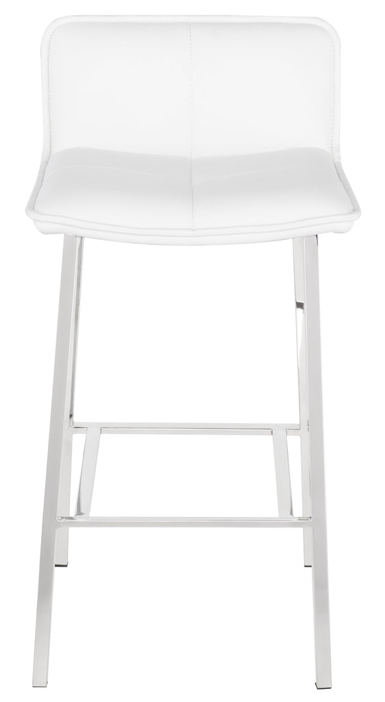 Sabrina Counter Stool - White with Polished Stainless Frame