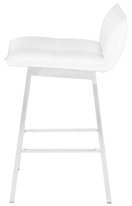 Sabrina Counter Stool - White with Polished Stainless Frame