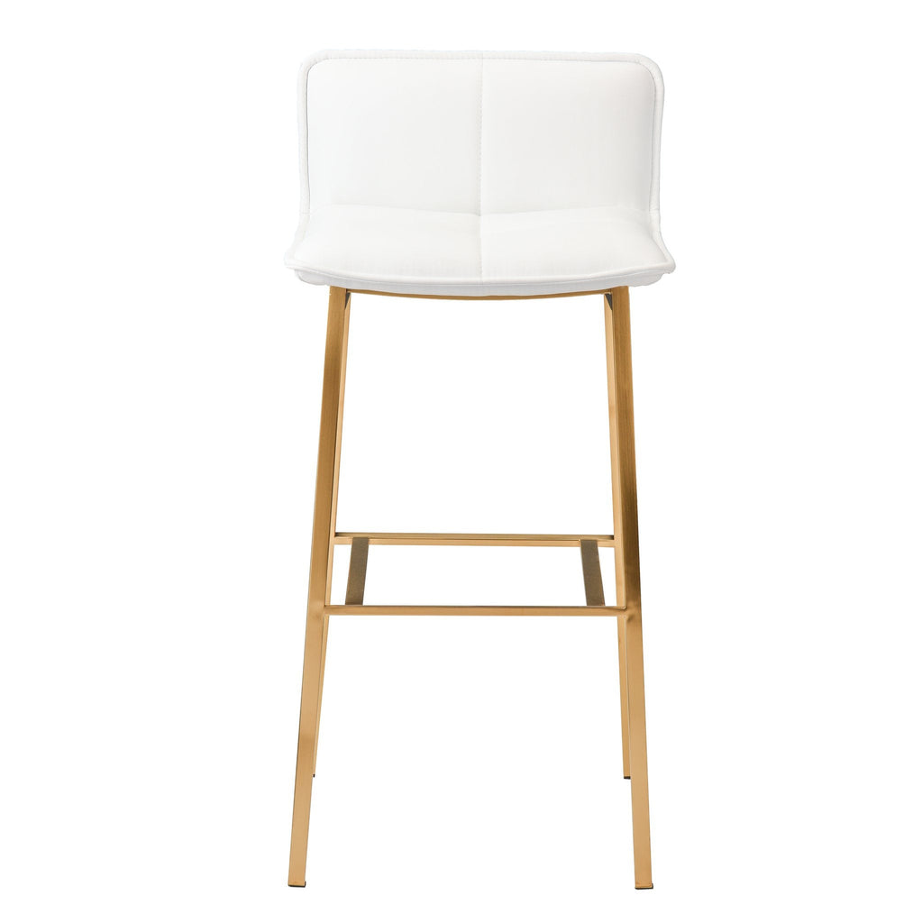Sabrina Counter Stool - White with Brushed Gold Frame