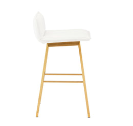 Sabrina Counter Stool - White with Brushed Gold Frame