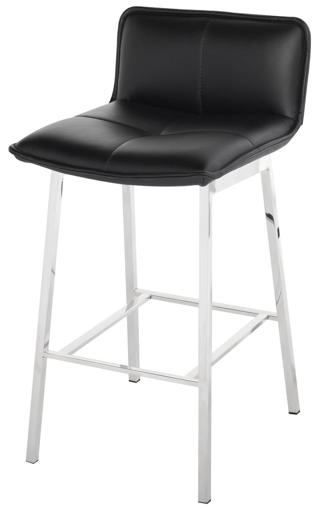 Sabrina Counter Stool - Black with Polished Stainless Frame