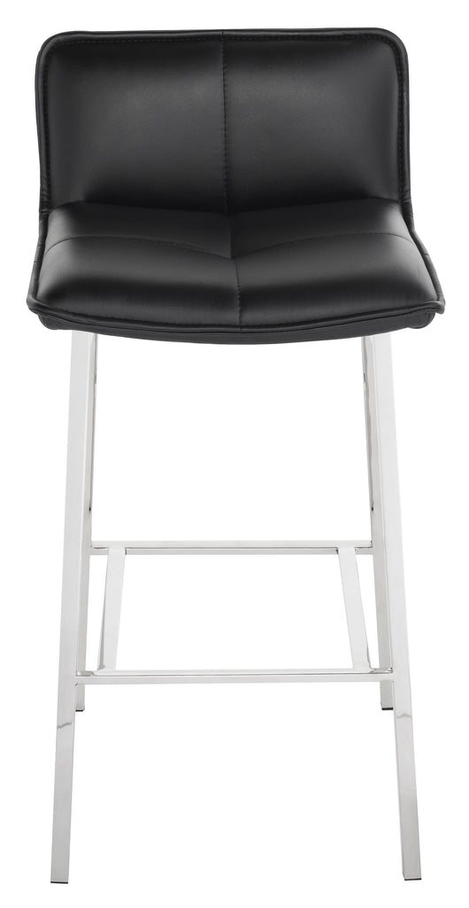 Sabrina Counter Stool - Black with Polished Stainless Frame