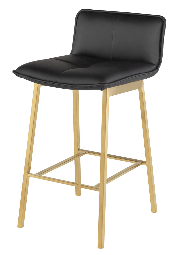 Sabrina Counter Stool - Black with Brushed Gold Frame