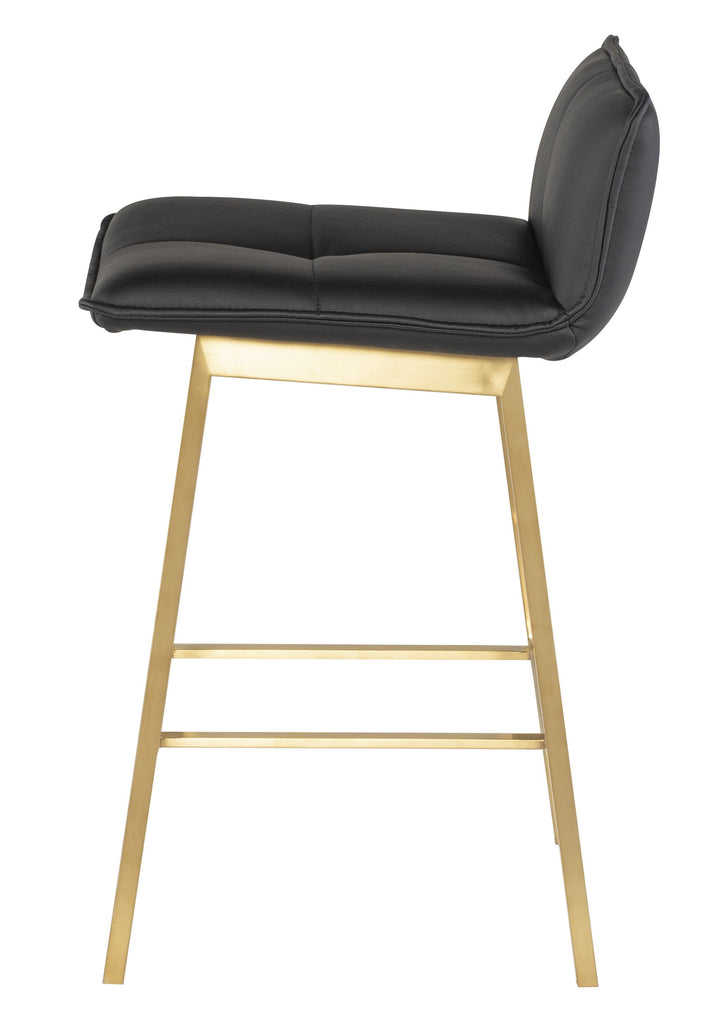 Sabrina Counter Stool - Black with Brushed Gold Frame