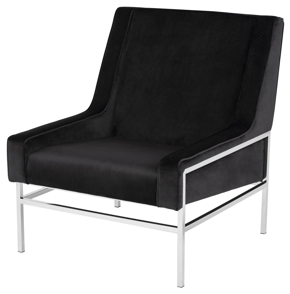 Theodore Occasional Chair - Black with Polished Stainless Frame