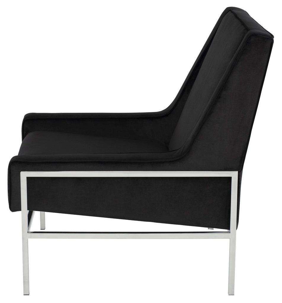 Theodore Occasional Chair - Black with Polished Stainless Frame