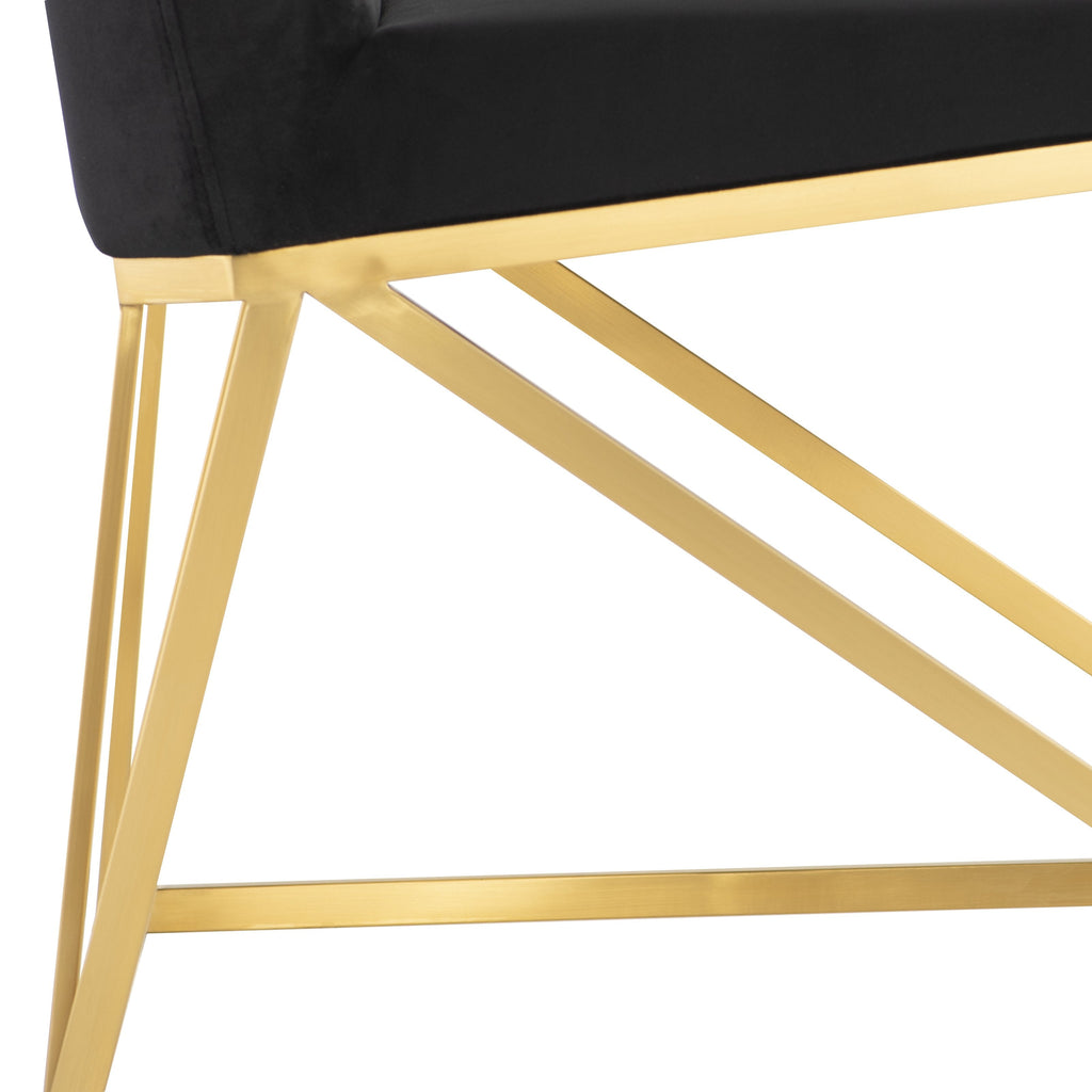 Caprice Dining Chair - Black Fabric with Brushed Gold Frame
