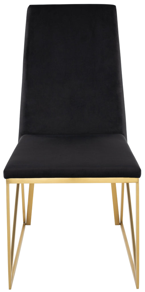Caprice Dining Chair - Black Fabric with Brushed Gold Frame
