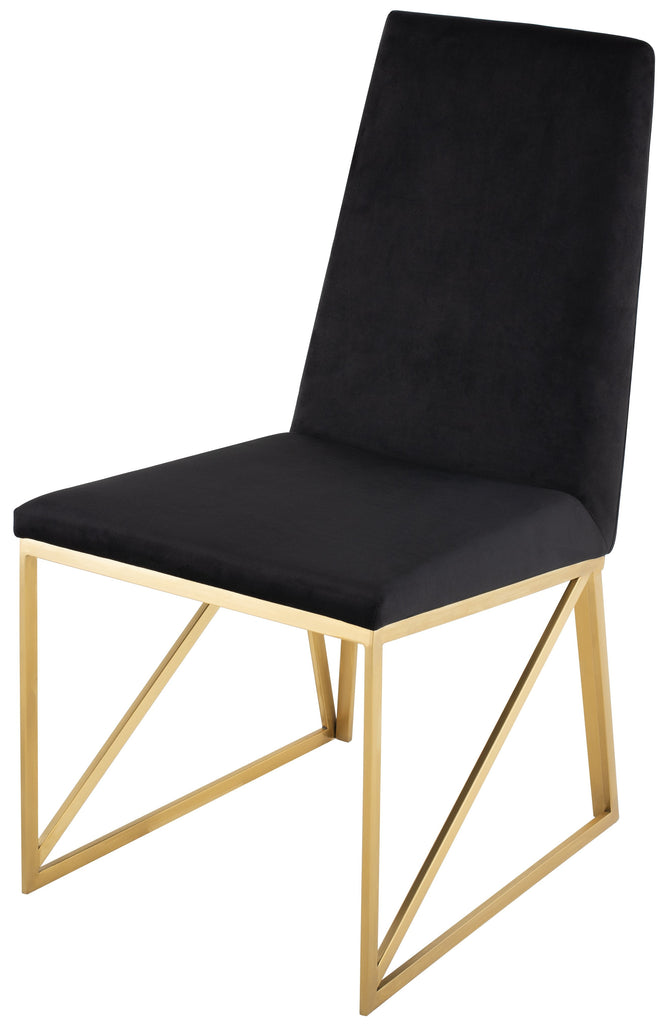 Caprice Dining Chair - Black Fabric with Brushed Gold Frame