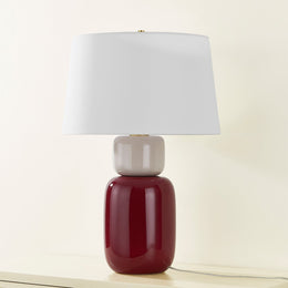 Batya Table Lamp - Aged Brass, Ceramic Bordeaux Blush