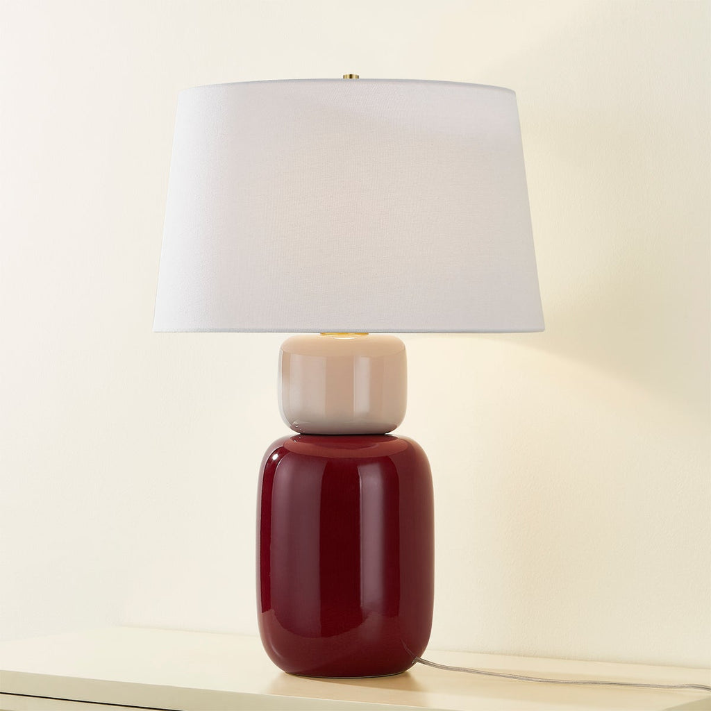 Batya Table Lamp - Aged Brass, Ceramic Bordeaux Blush