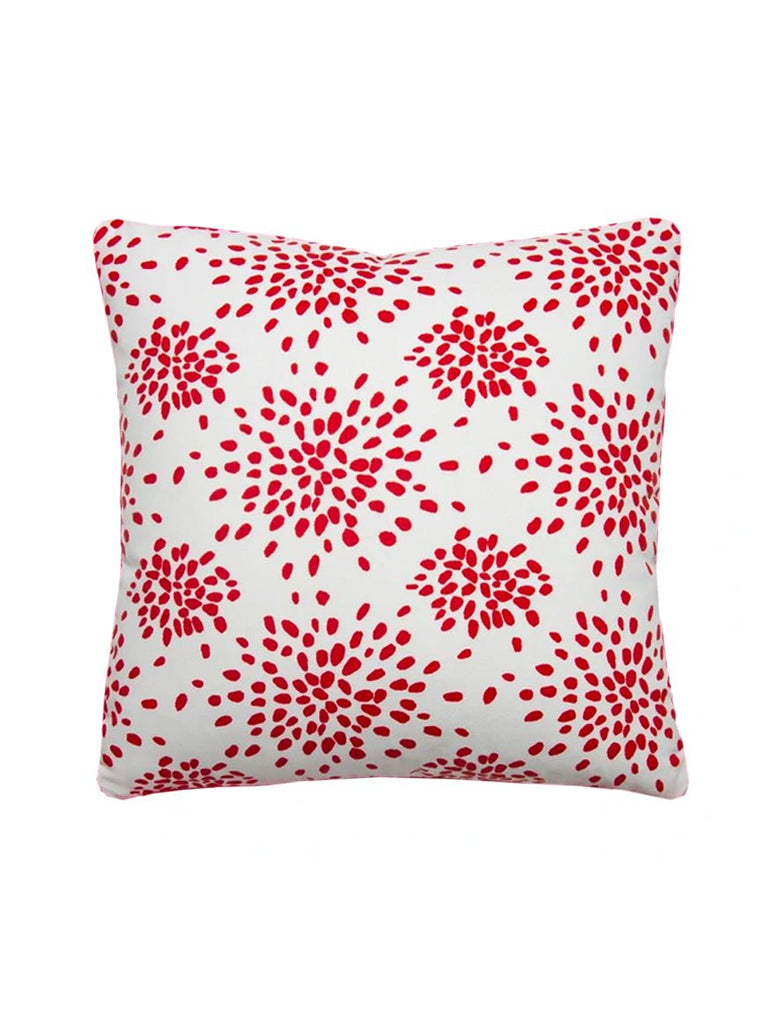 Fireworks Pillow - 22 X 22 - Red On White