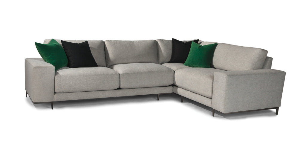 Hangover Sectional In Beige Crypton Performance Fabric With Dark Bronze Legs