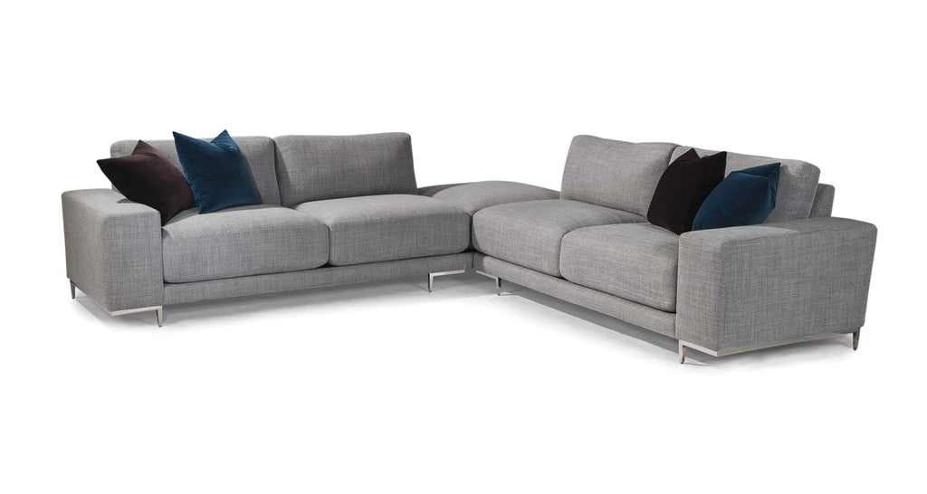 Hangover Sectional In Gray Crypton Performance Fabric With Polished Stainless Steel Legs