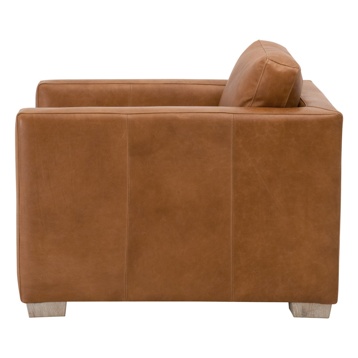 Hayden Taper Arm Sofa Chair, Whiskey Brown Top Grain Leather, Natural Gray Oak