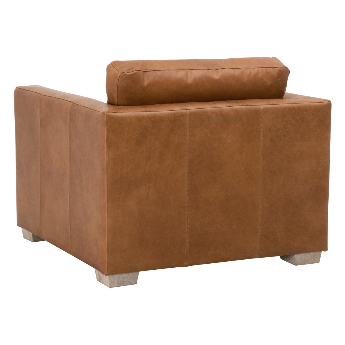 Hayden Taper Arm Sofa Chair, Whiskey Brown Top Grain Leather, Natural Gray Oak