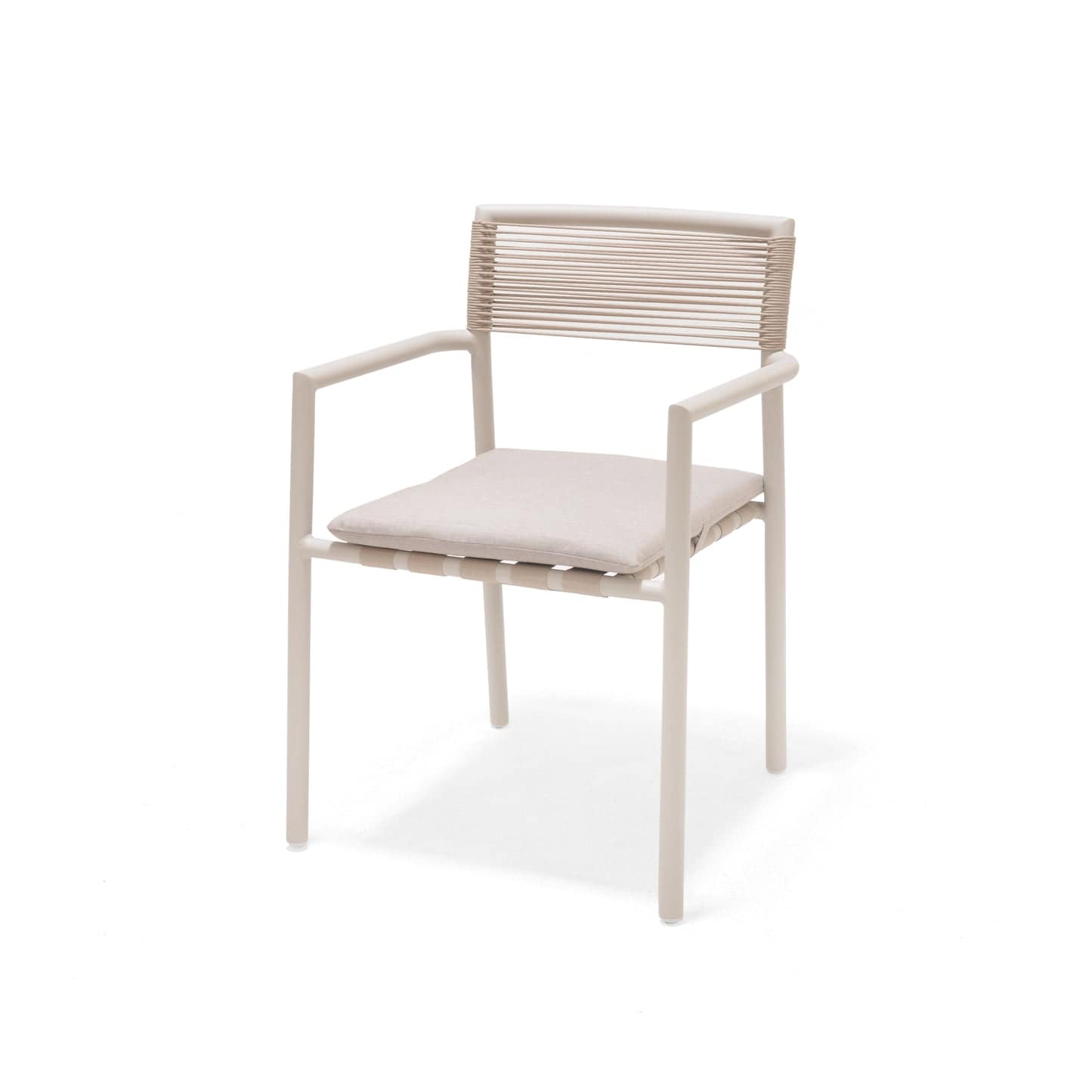 Horizon 4-Piece Rust-Free Aluminum and Rope Patio Dining Chair w/ Premium Cushion