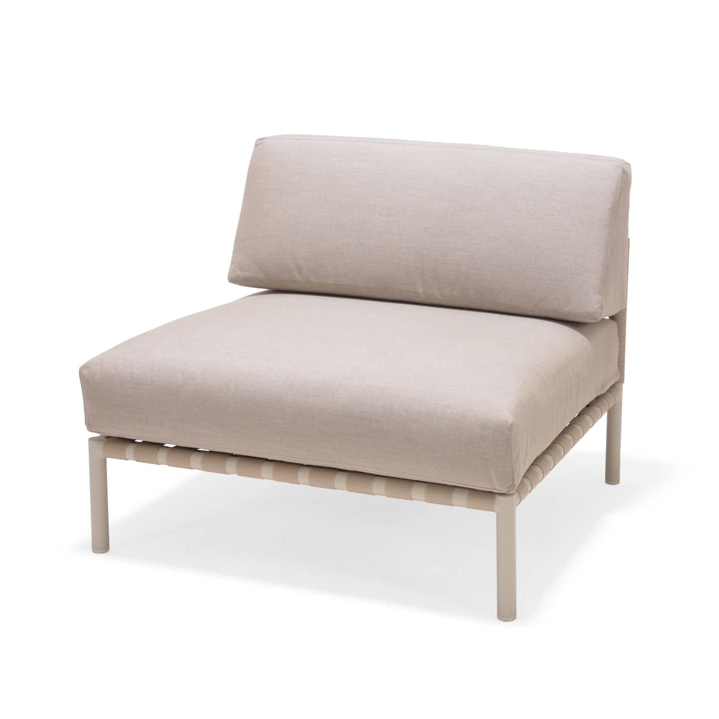 Horizon 1-Piece Rust-Free Aluminum and Rope Patio Modular Seat w/ Premium Cushions