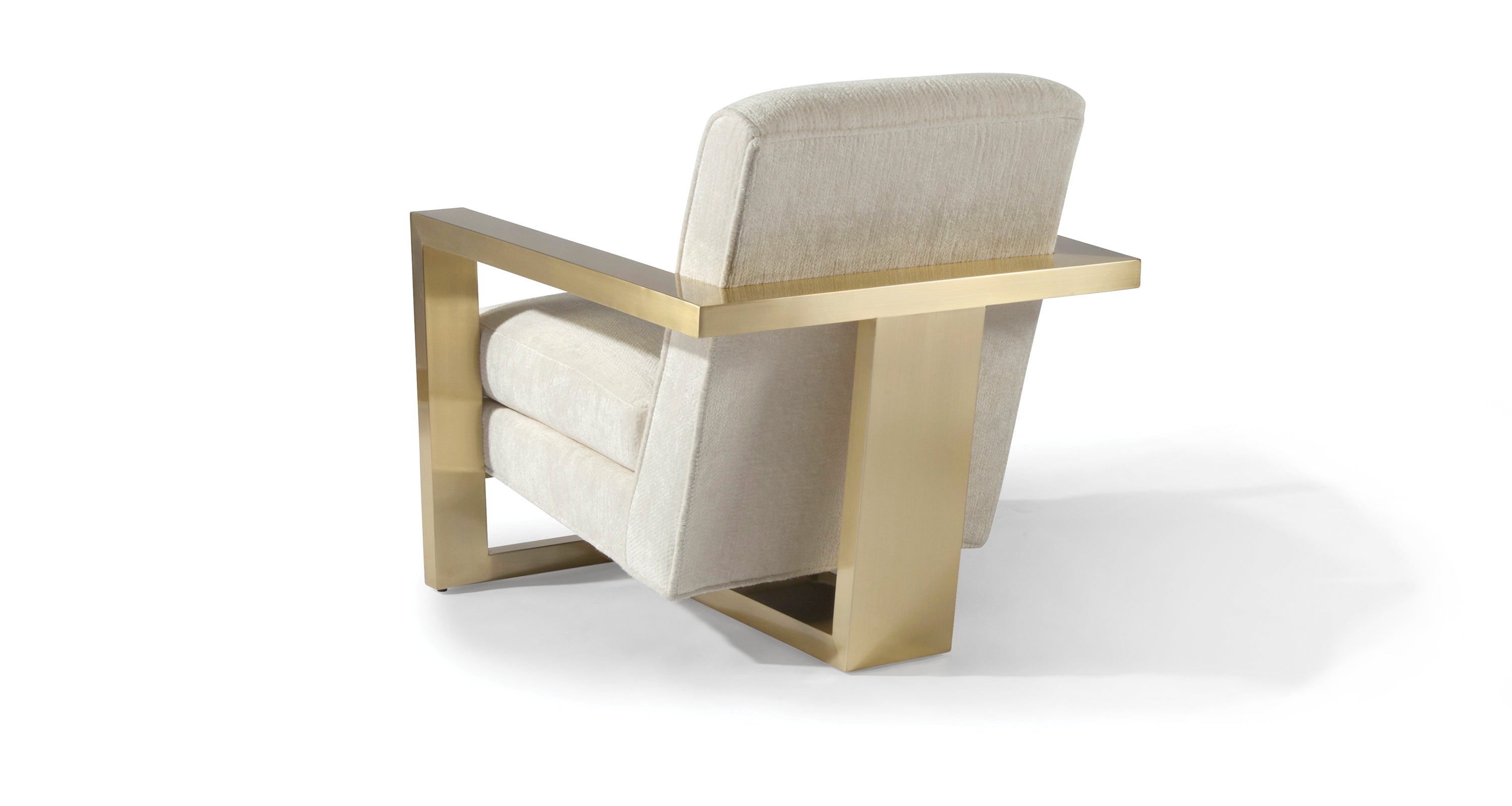 Hot Roger Lounge Chair In White Fabric With Satin Brass Frame