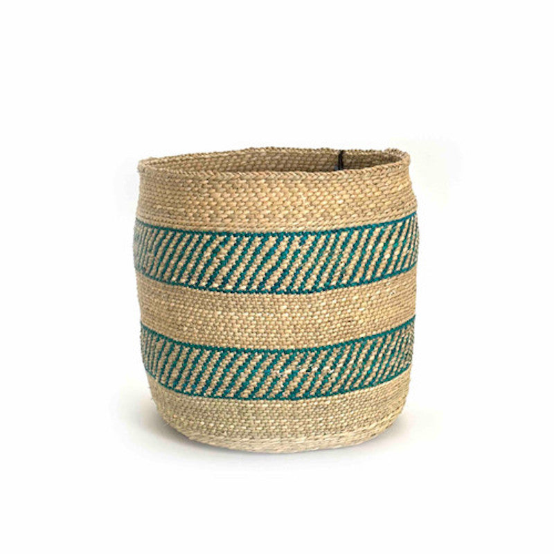 Iringa Basket Turquoise Stripe