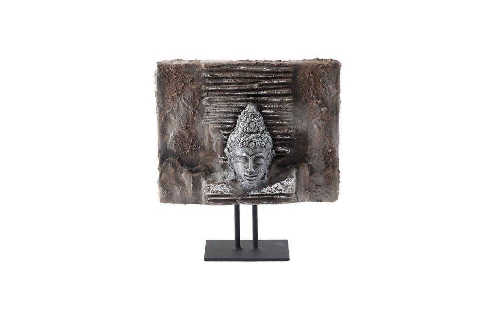 Buddha Head Lava Plaque, Square