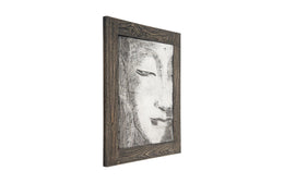 Antique Concrete Buddha Relief Wall Art, Looking Straight