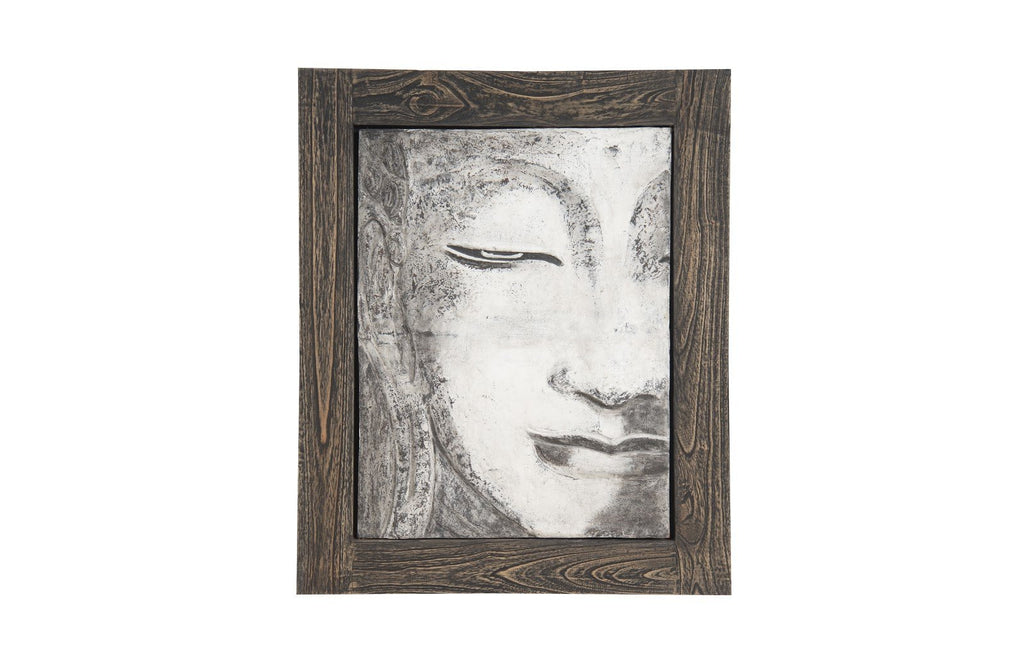 Antique Concrete Buddha Relief Wall Art, Looking Straight