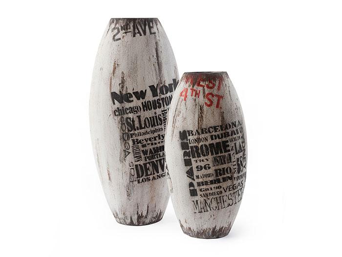 Weathered City Vases, Set of 2