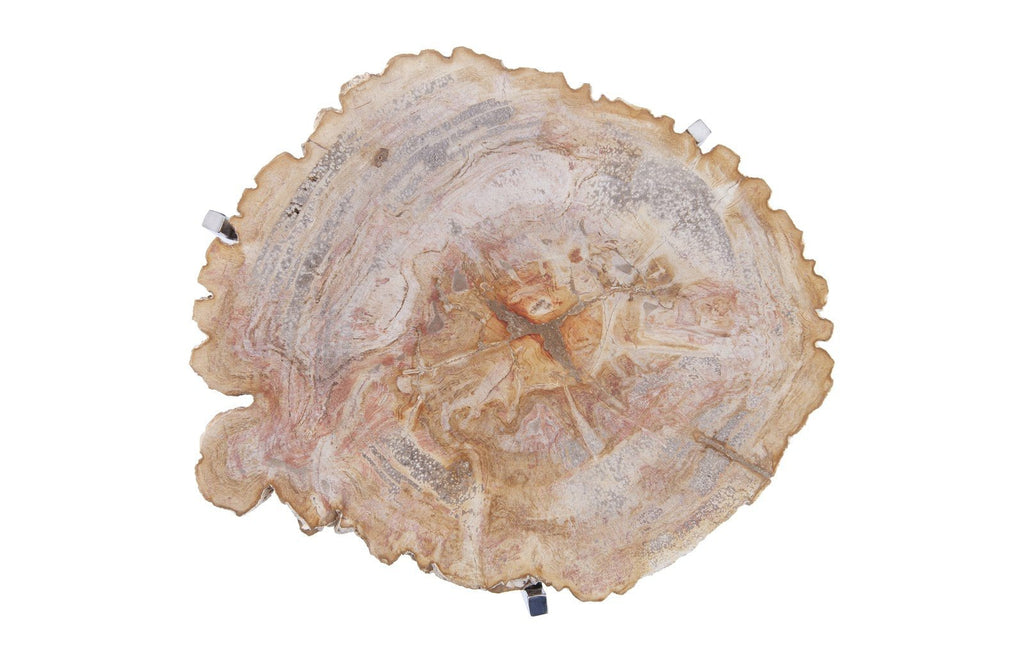 Petrified Wood Beverage Table, Off White, LG